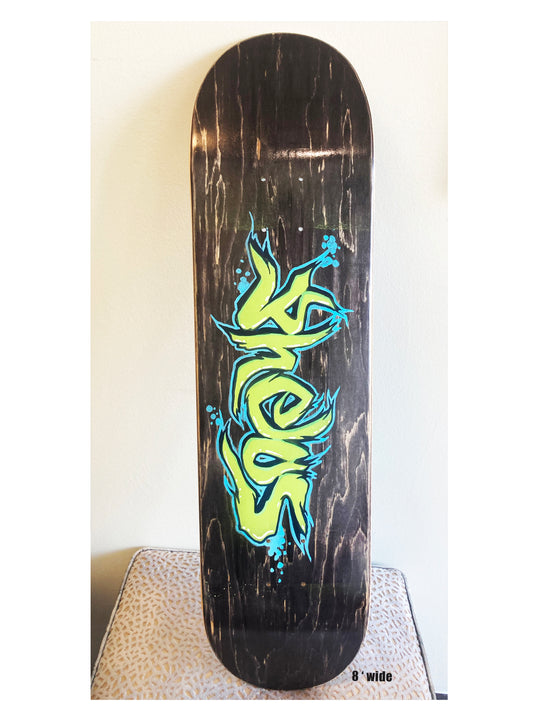 GRAFFITI DECK HAND PAINTED GREEN PRINT