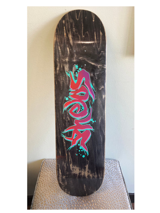 GRAFFITI DECK HAND PAINTED BLACK RED